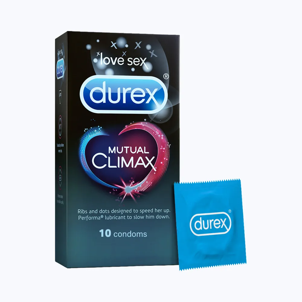 Durex Mutual Climax Condom - Long-Last Dotted Condoms (Pack of 10)