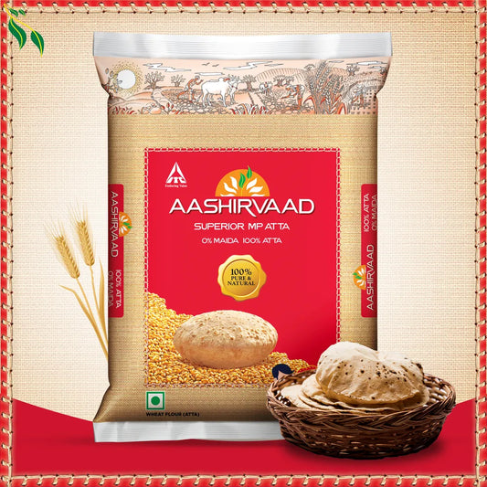 Aashirvaad Atta - Superior MP Whole Wheat, No Maida (Pouch) 5 Kg