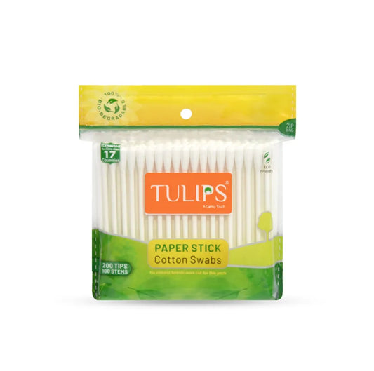 Tulips Paper Stick Cotton Buds Zipper Bag (100 piece)